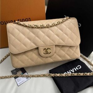 Chanel Beige Jumbo Classic Double Flap